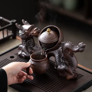 1 set, creative lazy tea set, semi-automatic dragon teapot, magnetic rotating water-conducting tea set, Chinese Kung Fu tea set