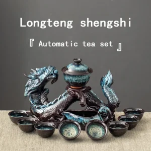1 set, creative lazy tea set, semi-automatic dragon teapot, magnetic rotating water-conducting tea set, Chinese Kung Fu tea set