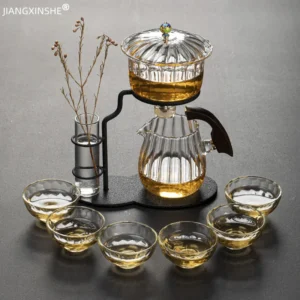 Creative Flower Arrangement Teapot Glass Lazy Automatic Tea Making Household Pu'er Scented Kung Fu tea Tea Set Infuser Drinking