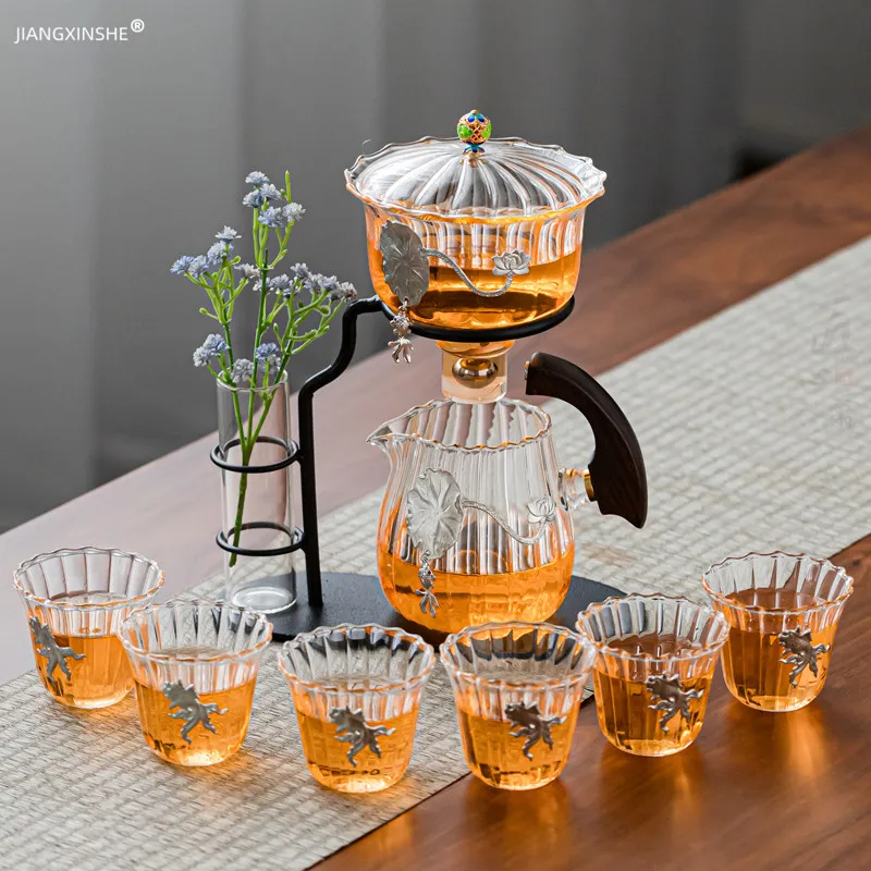 Creative Teapot Glass Automatic Tea Making Household Pu'er Scented Kung Fu Tea Set Infuser Drinking Tea Maker Heat-resistant Gl