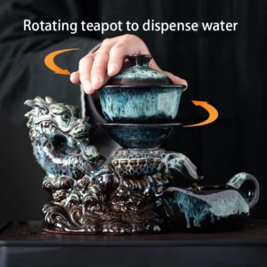 1 set, creative lazy tea set, semi-automatic dragon teapot, magnetic rotating water-conducting tea set, Chinese Kung Fu tea set