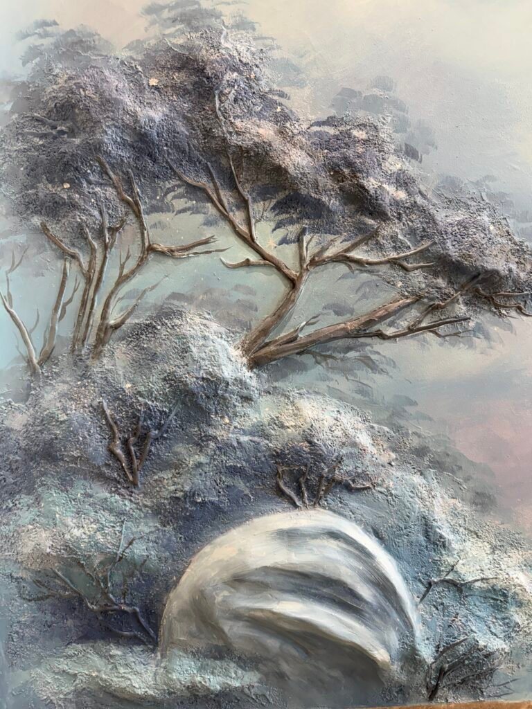 寒林雪月 山水浮雕